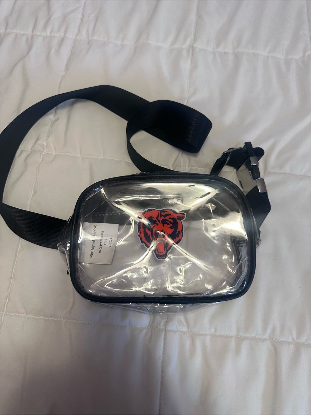 Bears stadium belt bag Black Trim and Orange Bears Emblem 8x6 New without tags